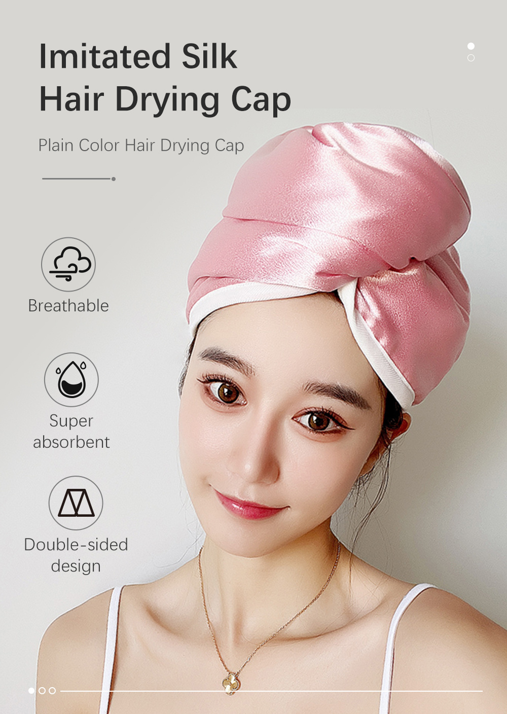 Plain Color Imitated Silk Hair Drying Cap-1